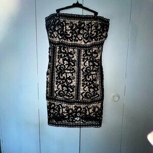 Boston Proper Crochet Black/Cream Strapless Dress Size 18